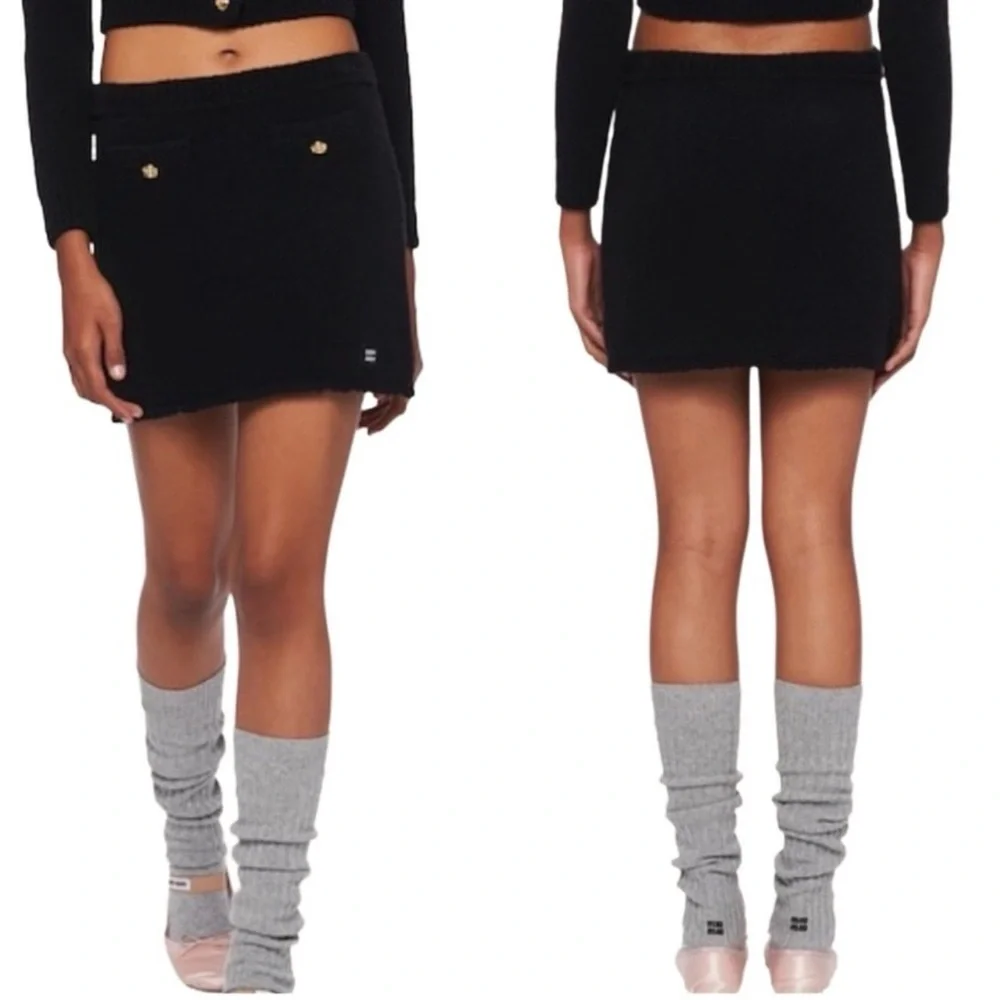 Miu Miu Bouclé Wool Mini Skirt Black Stretch Made in Italy IT 36 XS - Picture 3 of 17